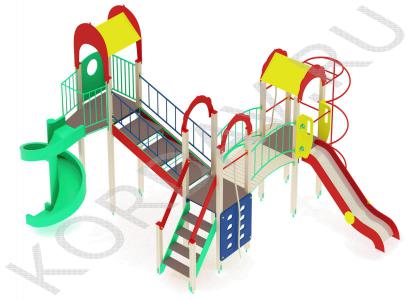 Детский игровой комплекс с винтовой горкой и гимнастическими элементами ПДИ 2.22 (5)